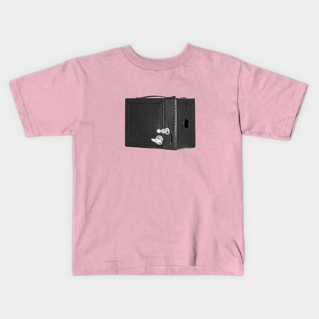 Vintage 1930s Box Camera in B&W Kids T-Shirt by DecPhoto